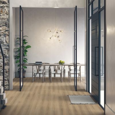wood look laminate floors in a Ingersoll dining room